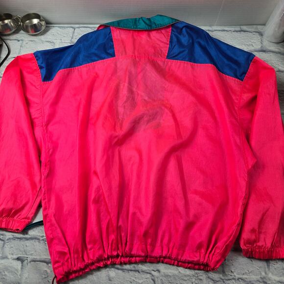 VTG 90s Columbia Men's Jacket Hot Pink Colorblock 1/4 Zip Windbreaker Pullover L - Picture 3 of 16